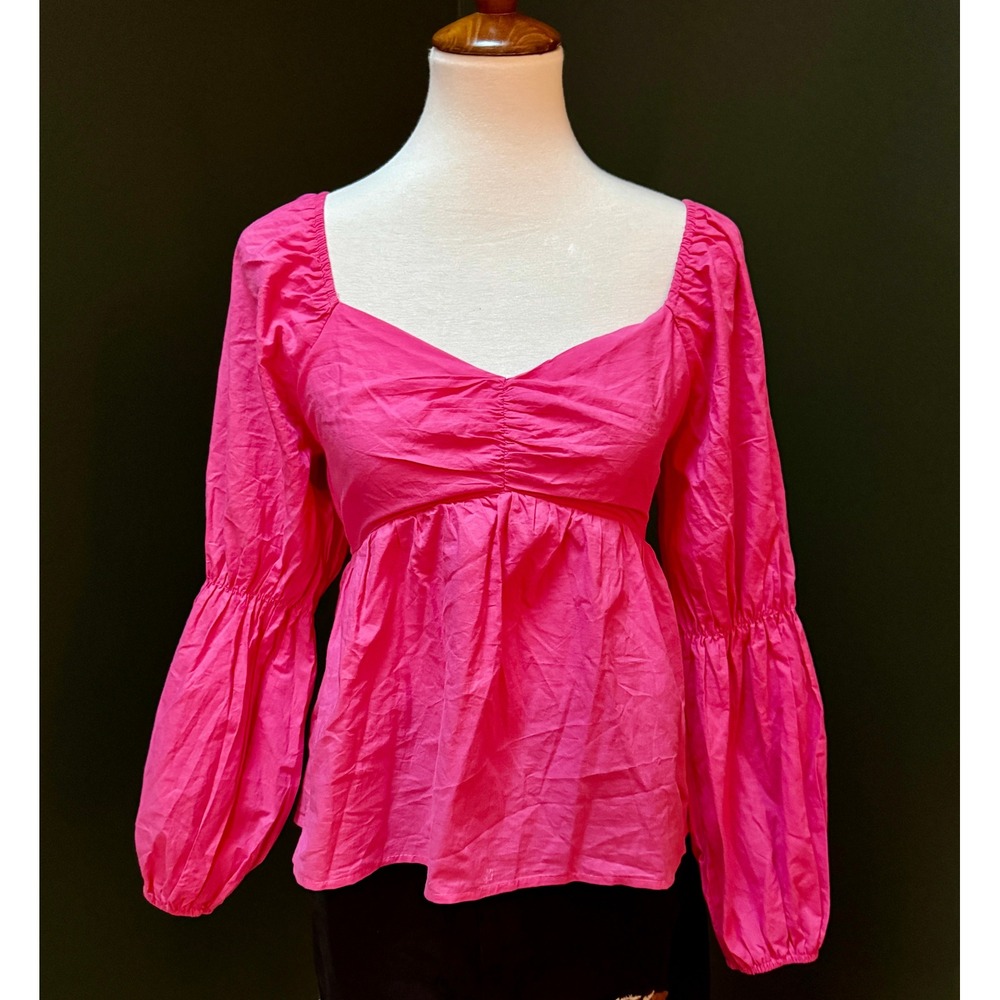 Altar'd State Pink Square Neck Puff Sleeve Top Women's Size S